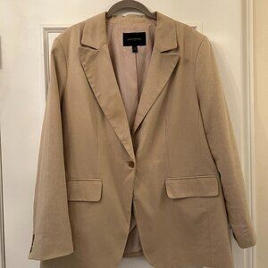 Banana Republic Relaxed Fit Linen Blend Beige Blazer, Size 16.